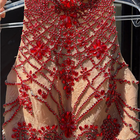 Sherri Hill Red Beaded Prom Dress - Picture 7 of 12